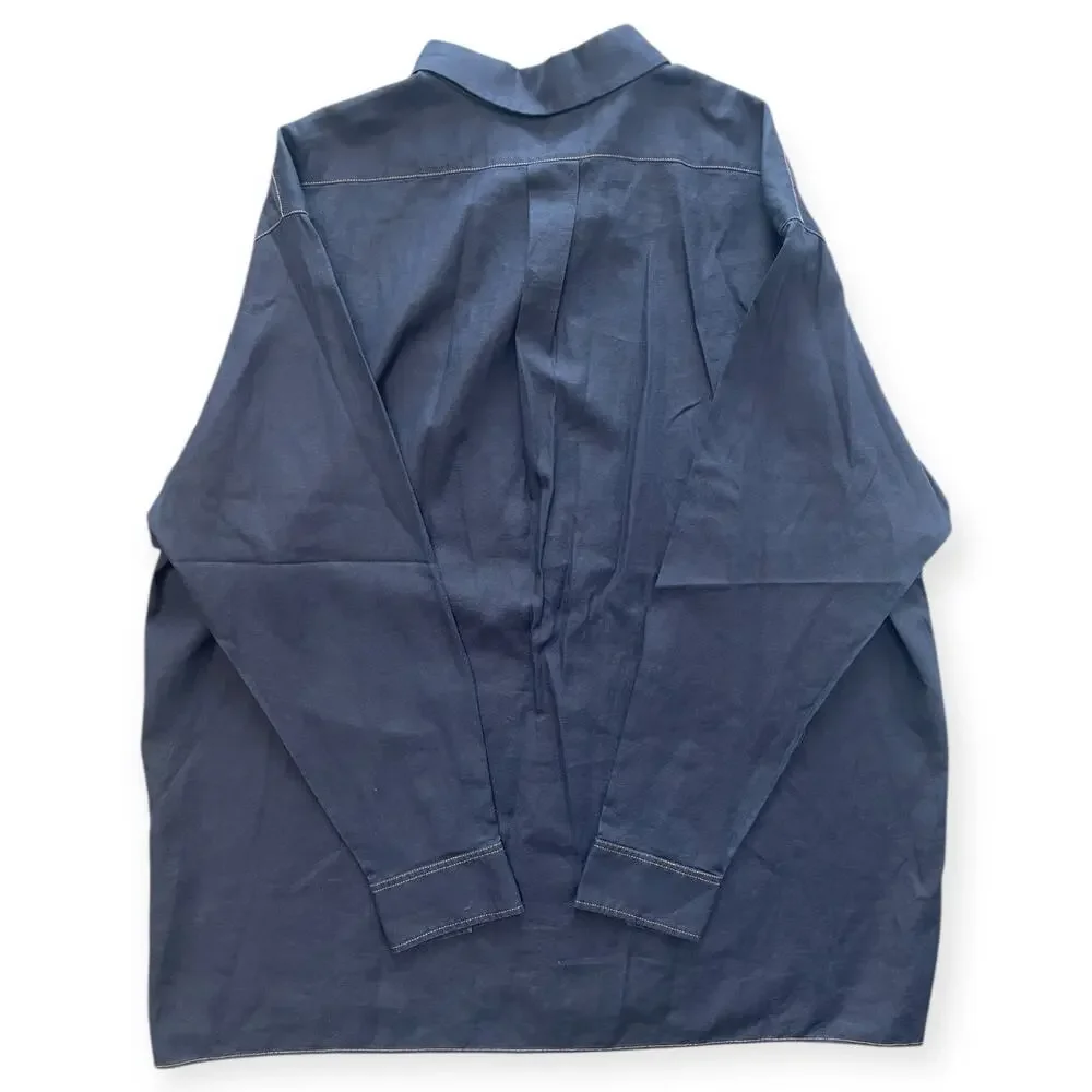Lafayette 148 Oversized Cotton Button Down. - Picture 2 of 5